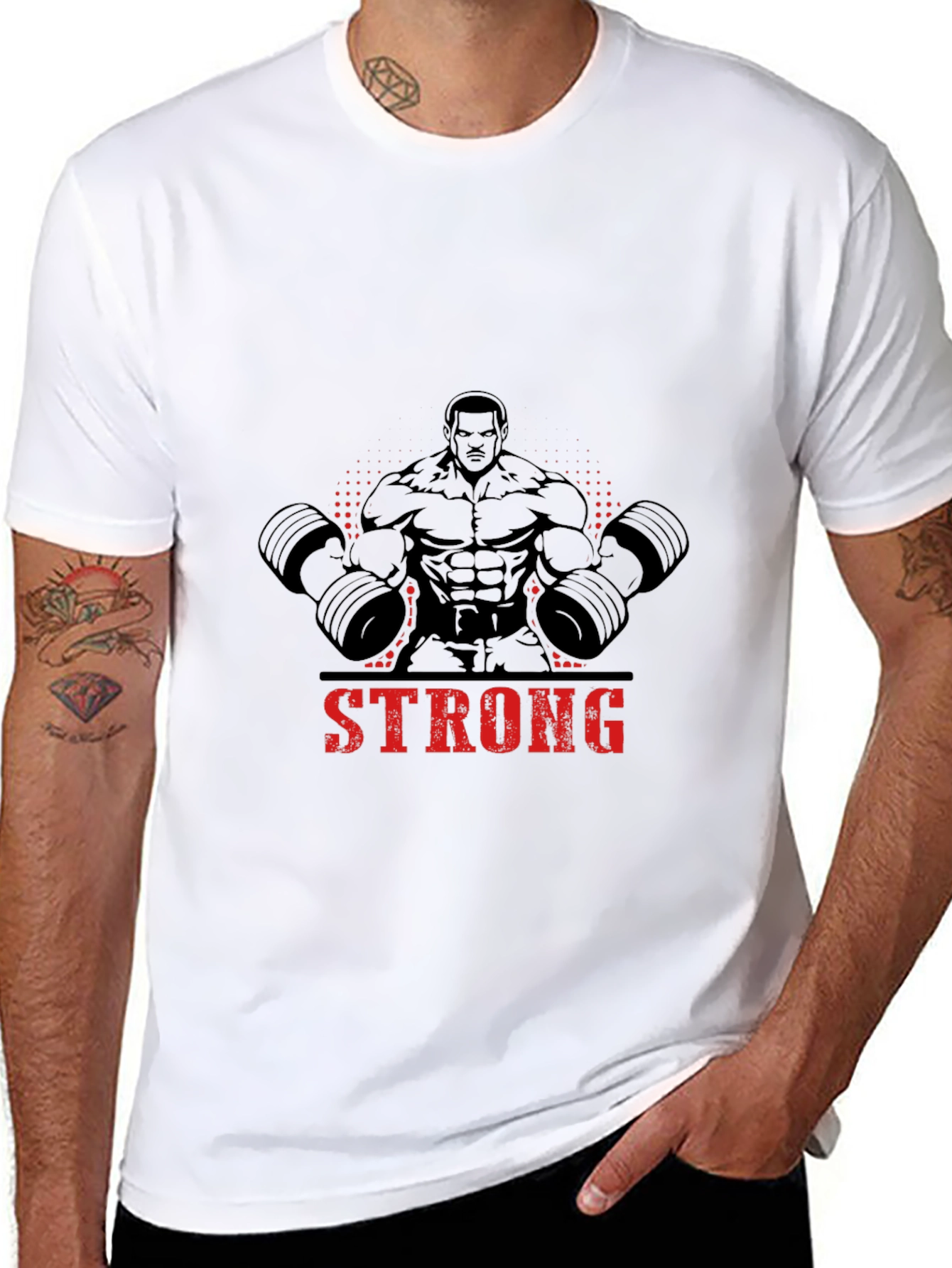 Strong Man Graphic Print Black T-Shirt