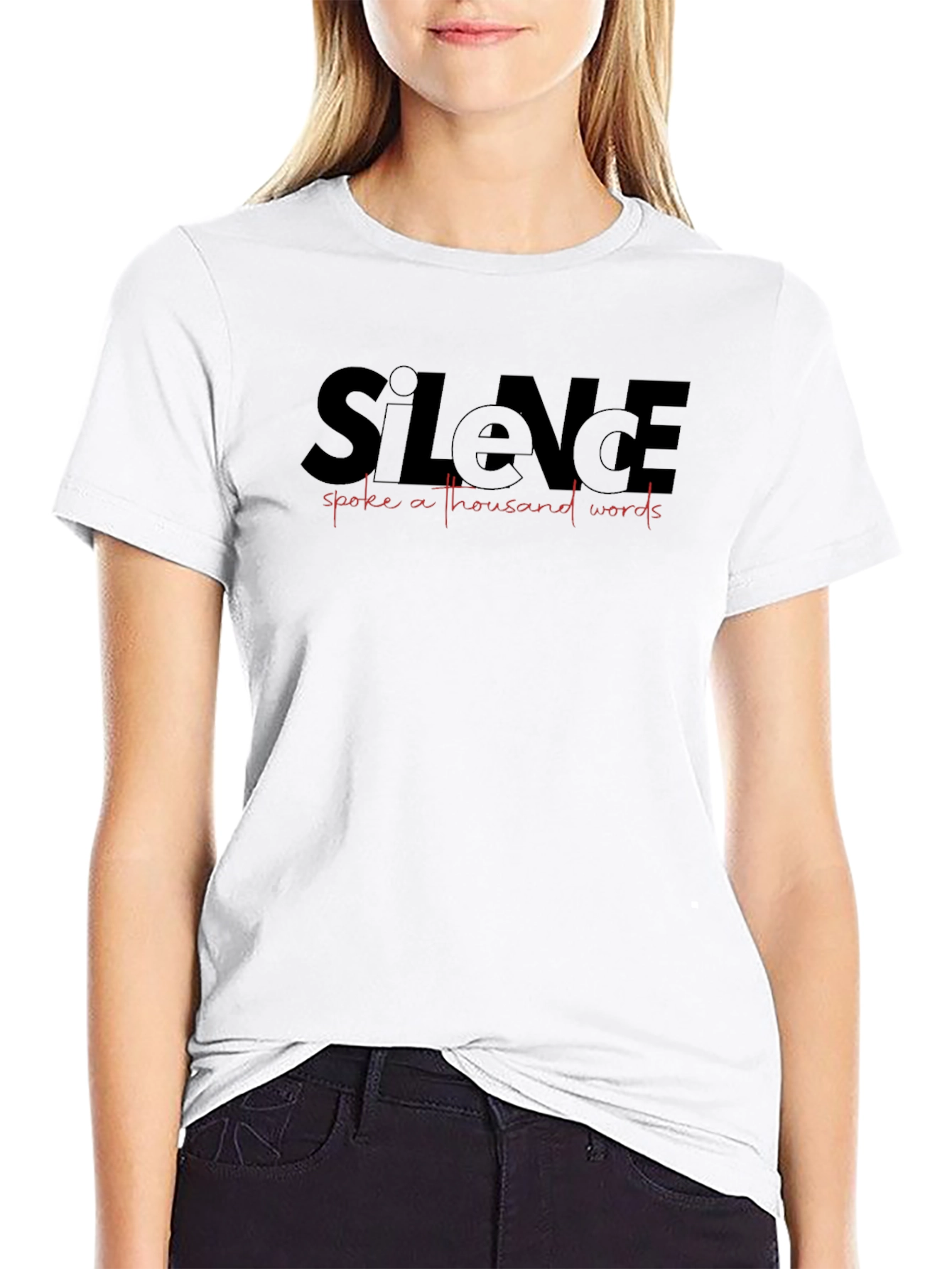 Silence Speaks Mens Black Graphic Tee