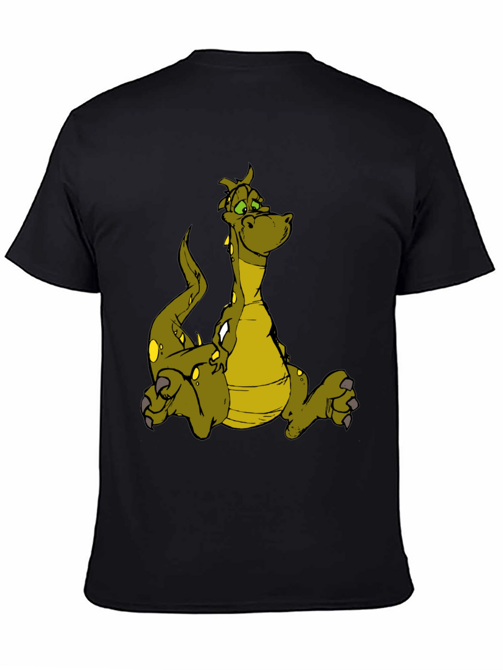 Cartoon Dragon Graphic T-Shirt - Black Cotton Tee