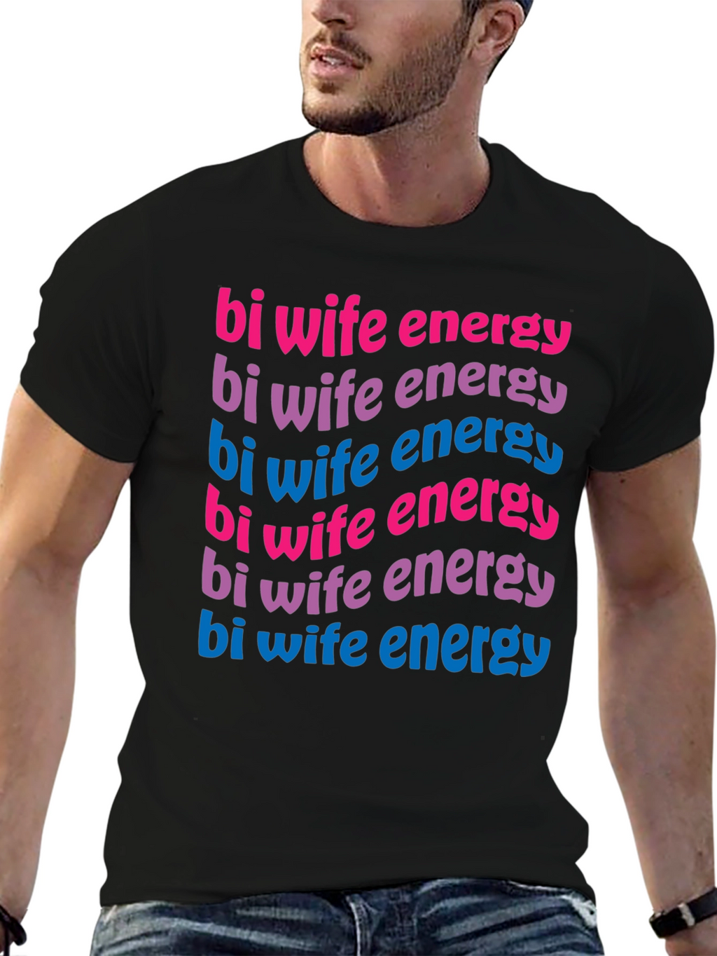 Bi Wife Energy T-Shirt - Black Graphic Tee
