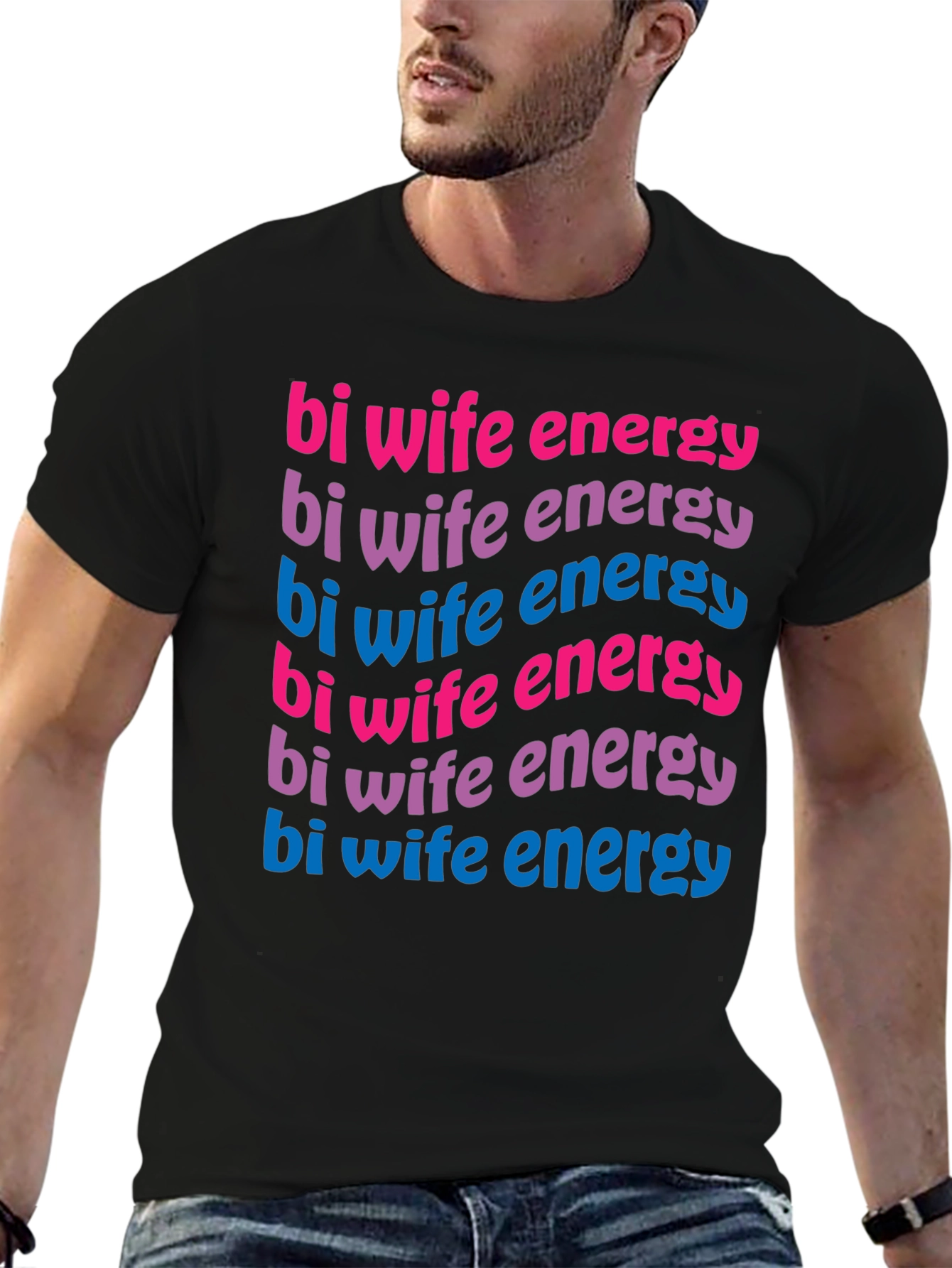 Bi Wife Energy T-Shirt - Black Graphic Tee