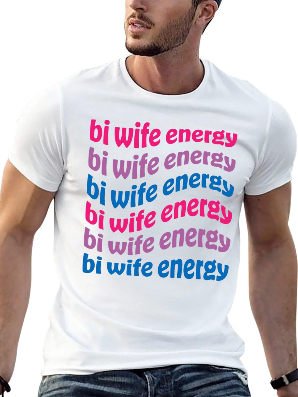 Bi Wife Energy T-Shirt - Black Graphic Tee