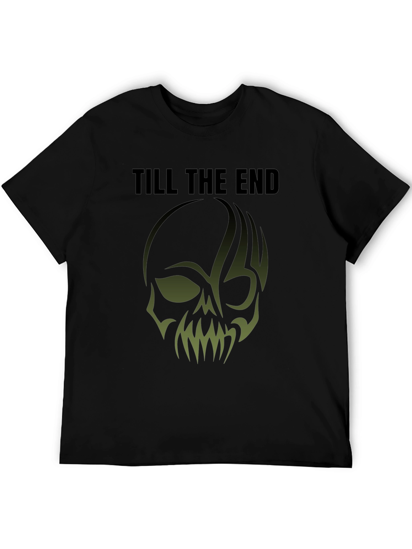 Till The End Skull Graphic Print Mens Black T-Shirt
