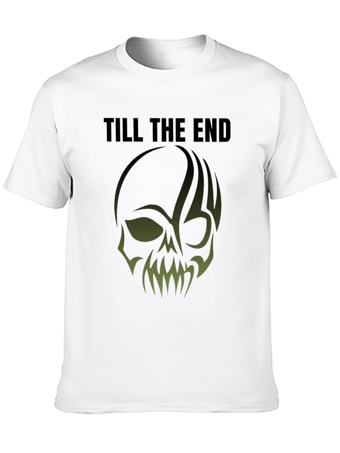 Till The End Skull Graphic Print Mens Black T-Shirt