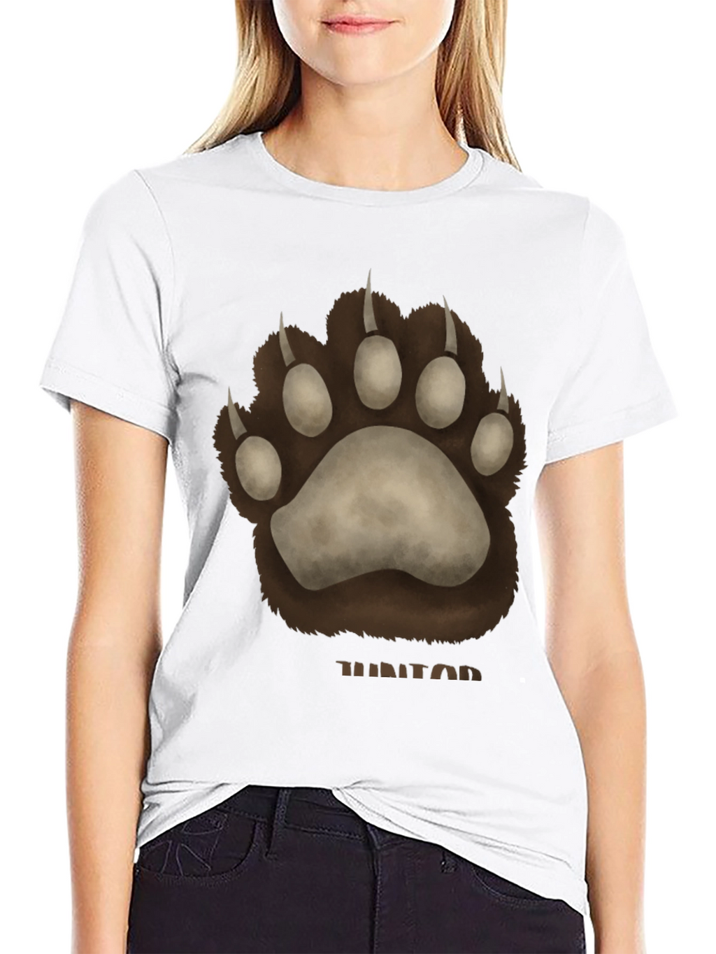 Bear Paw Print Graphic T-Shirt - Casual Wear