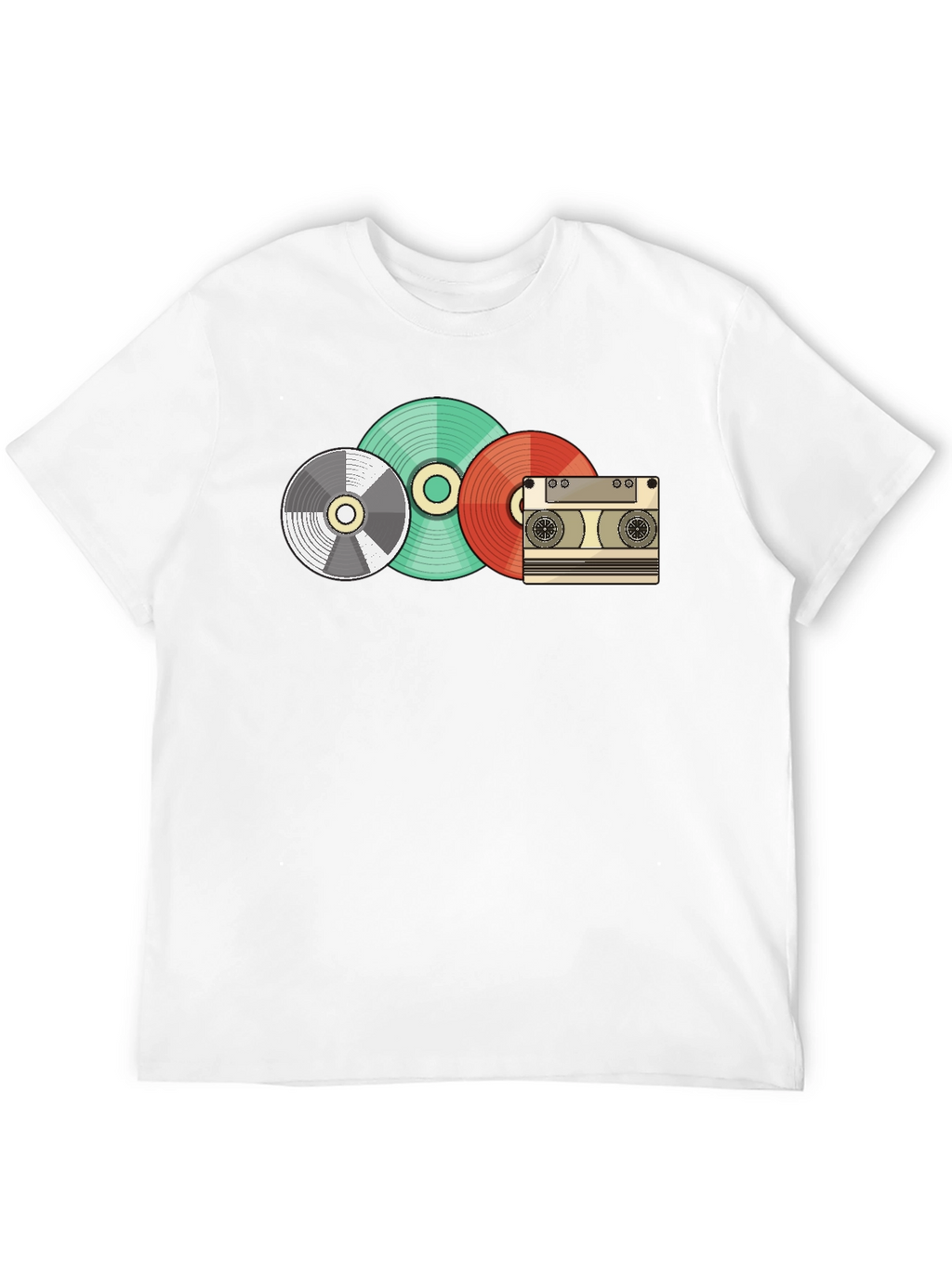Retro Music Lover T-Shirt - Vinyl Cassette Design