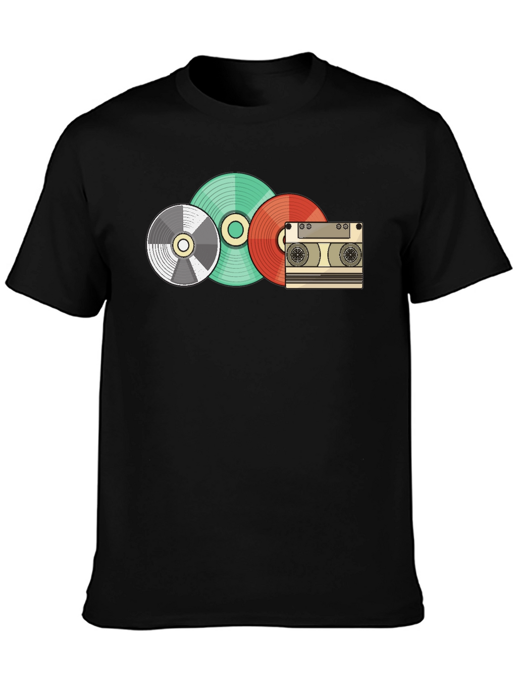 Retro Music Lover T-Shirt - Vinyl Cassette Design