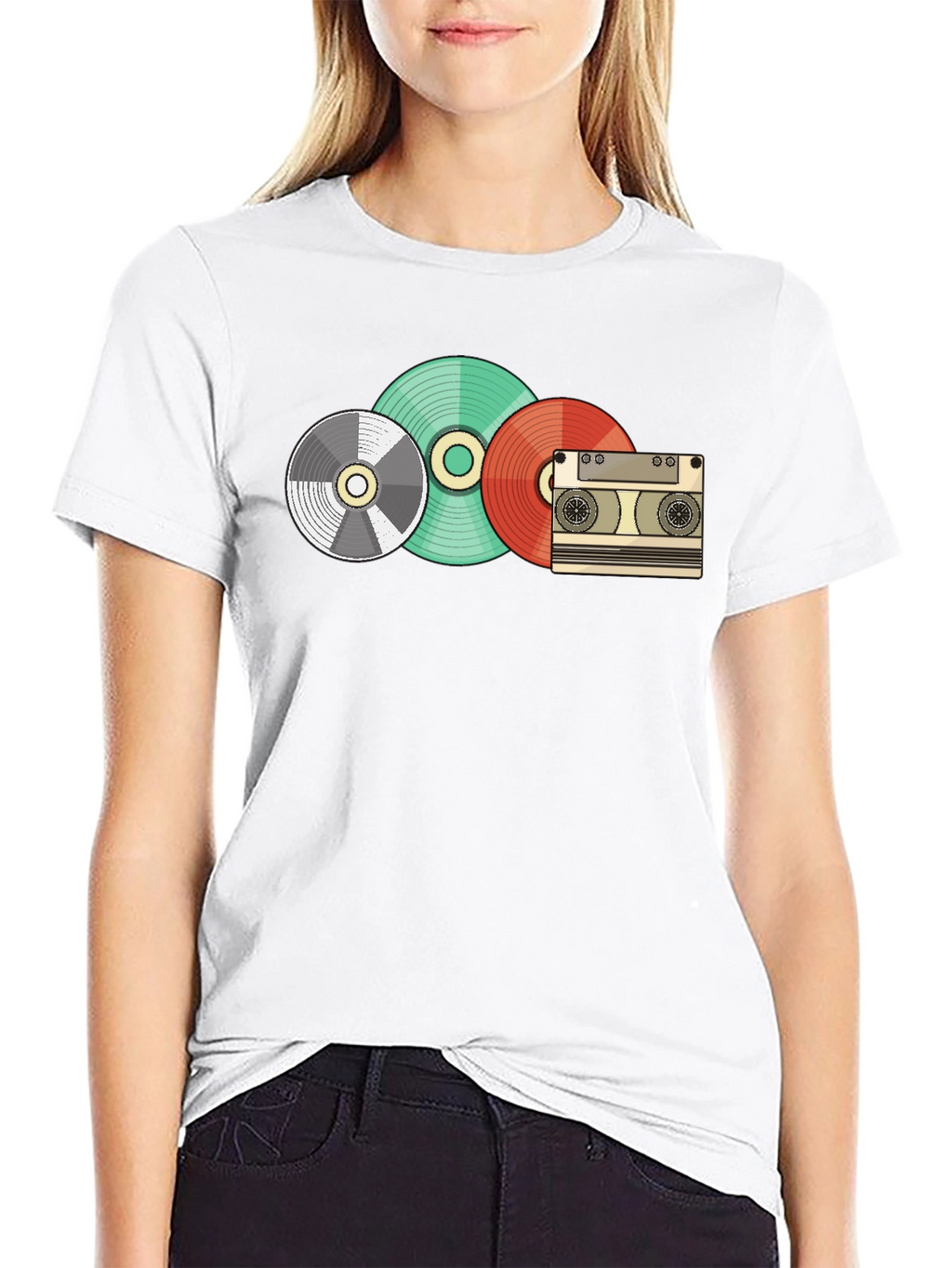 Retro Music Lover T-Shirt - Vinyl Cassette Design