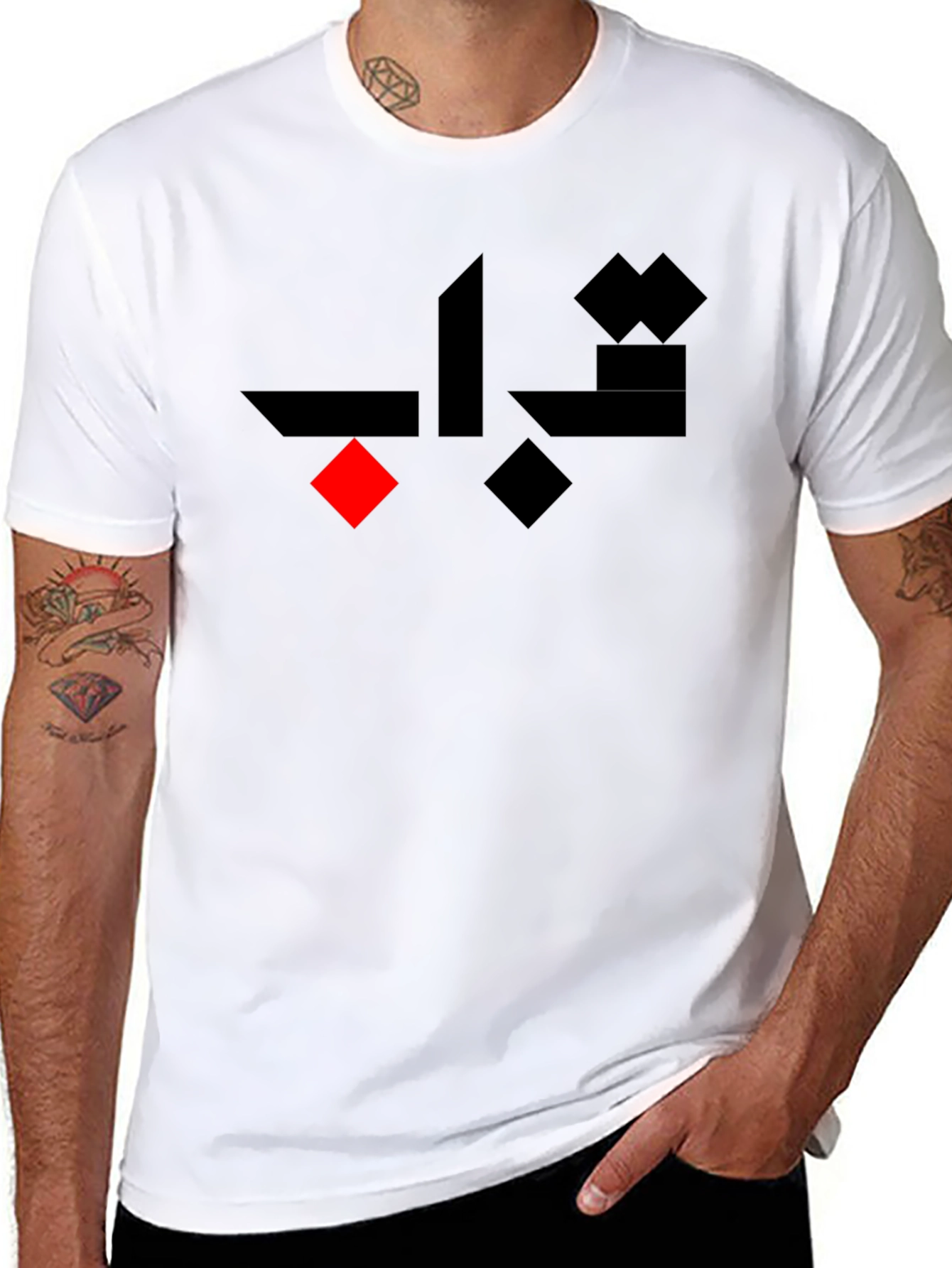 Mens Stylish Black T-Shirt with Graphic Design