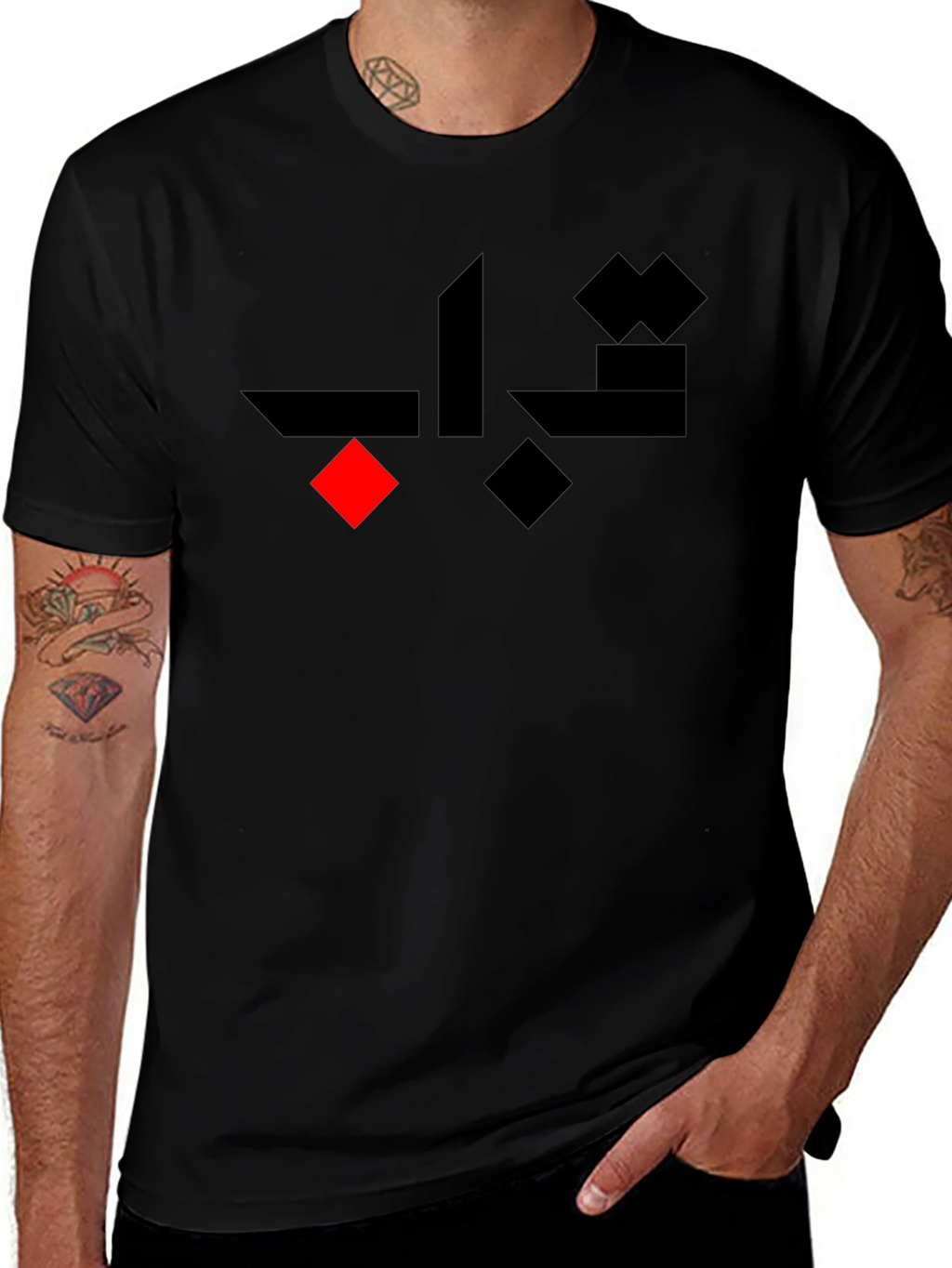 Mens Stylish Black T-Shirt with Graphic Design