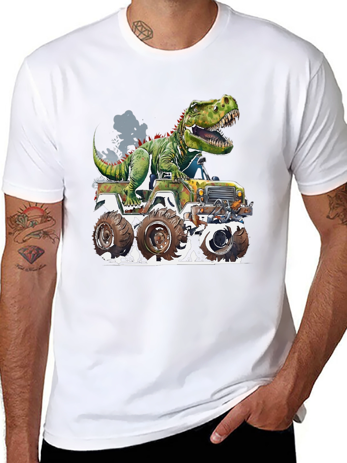 Dinosaur Monster Truck Graphic Tee