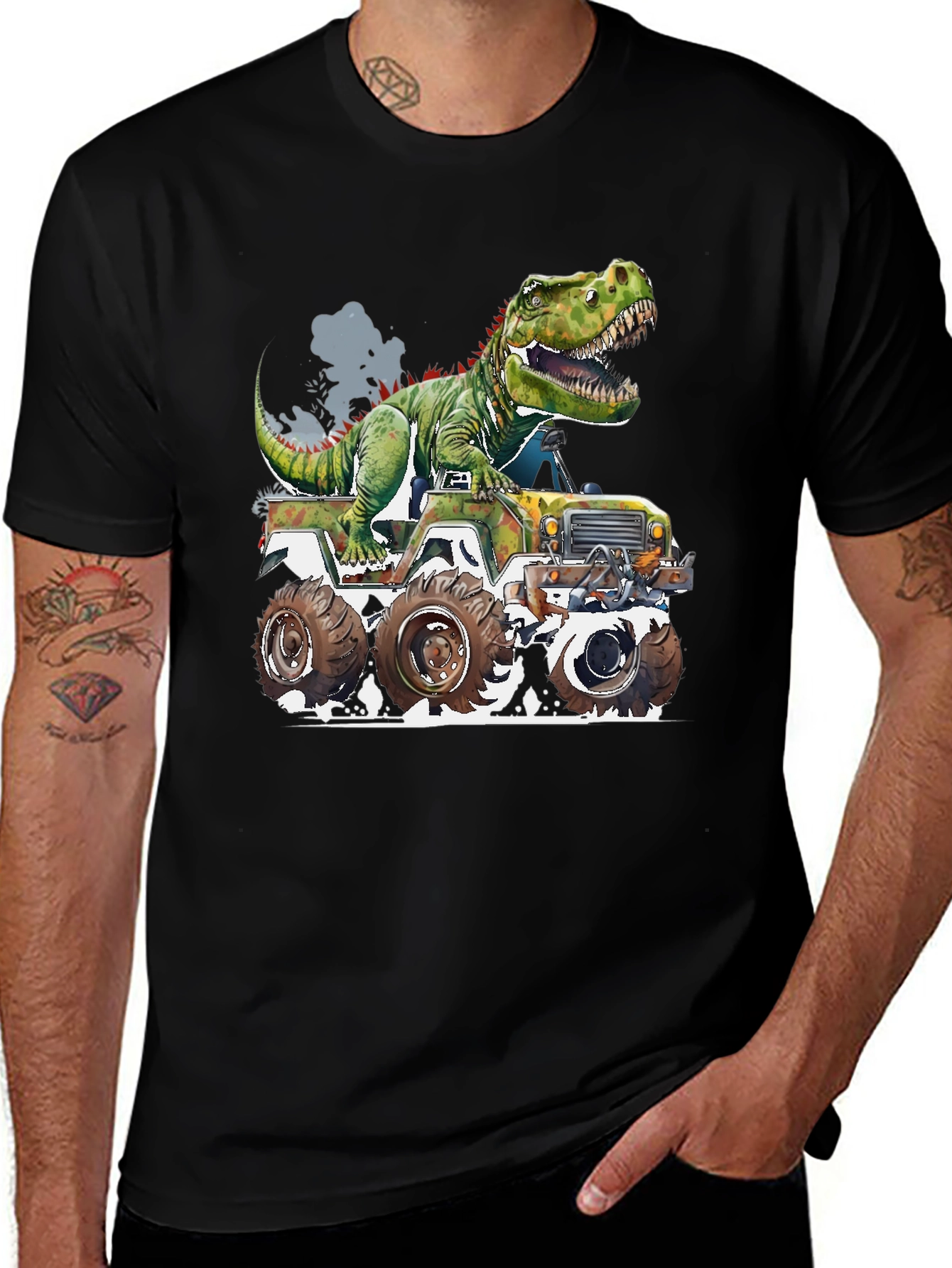 Dinosaur Monster Truck Graphic Tee
