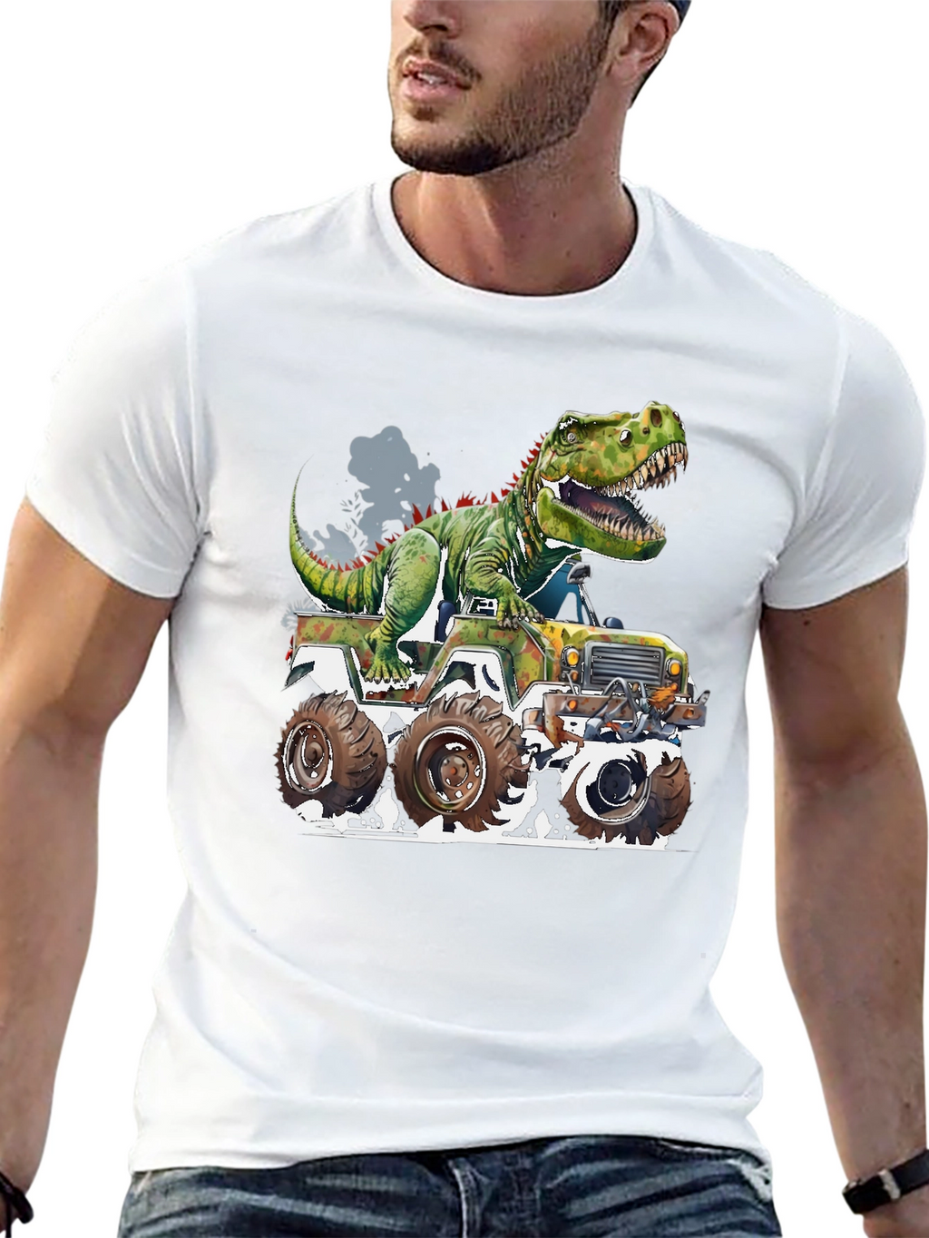 Dinosaur Monster Truck Graphic Tee