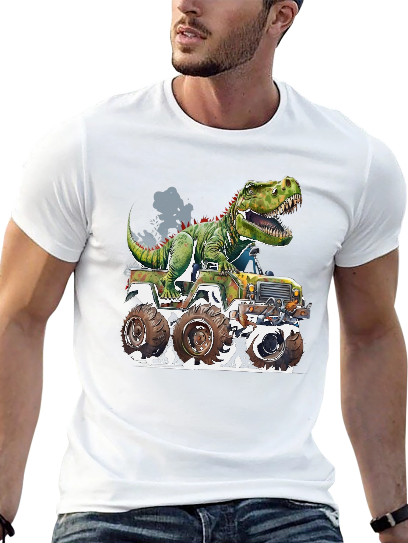 Dinosaur Monster Truck Graphic Tee