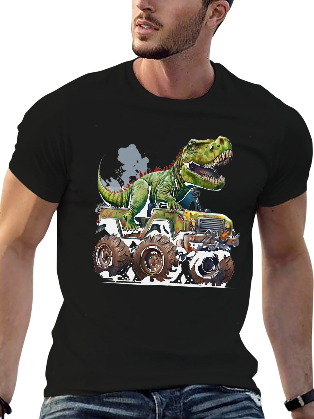Dinosaur Monster Truck Graphic Tee