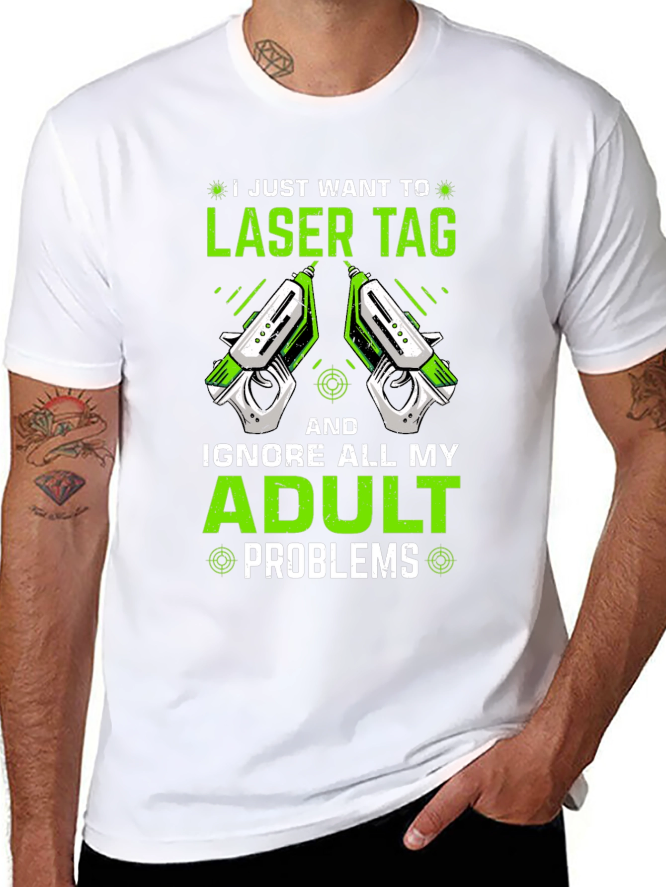 Laser Tag Adult Problems Graphic T-Shirt