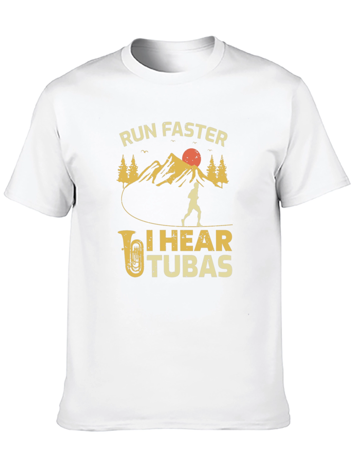 Run Faster I Hear Tubas Black T-Shirt