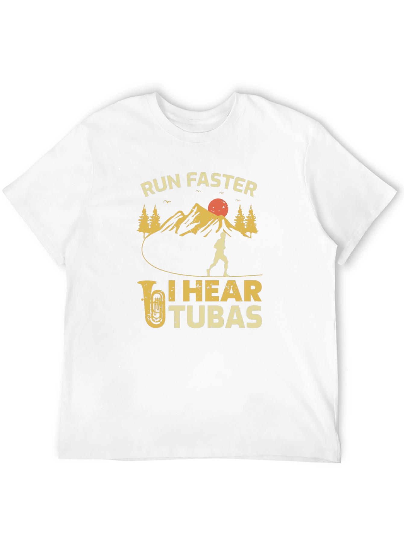 Run Faster I Hear Tubas Black T-Shirt