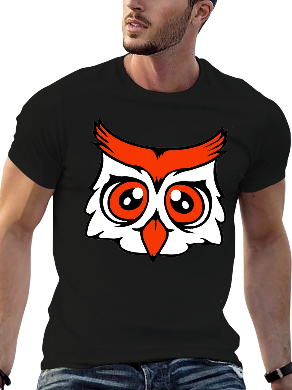 Owl Graphic Tee - Black Cotton Blend