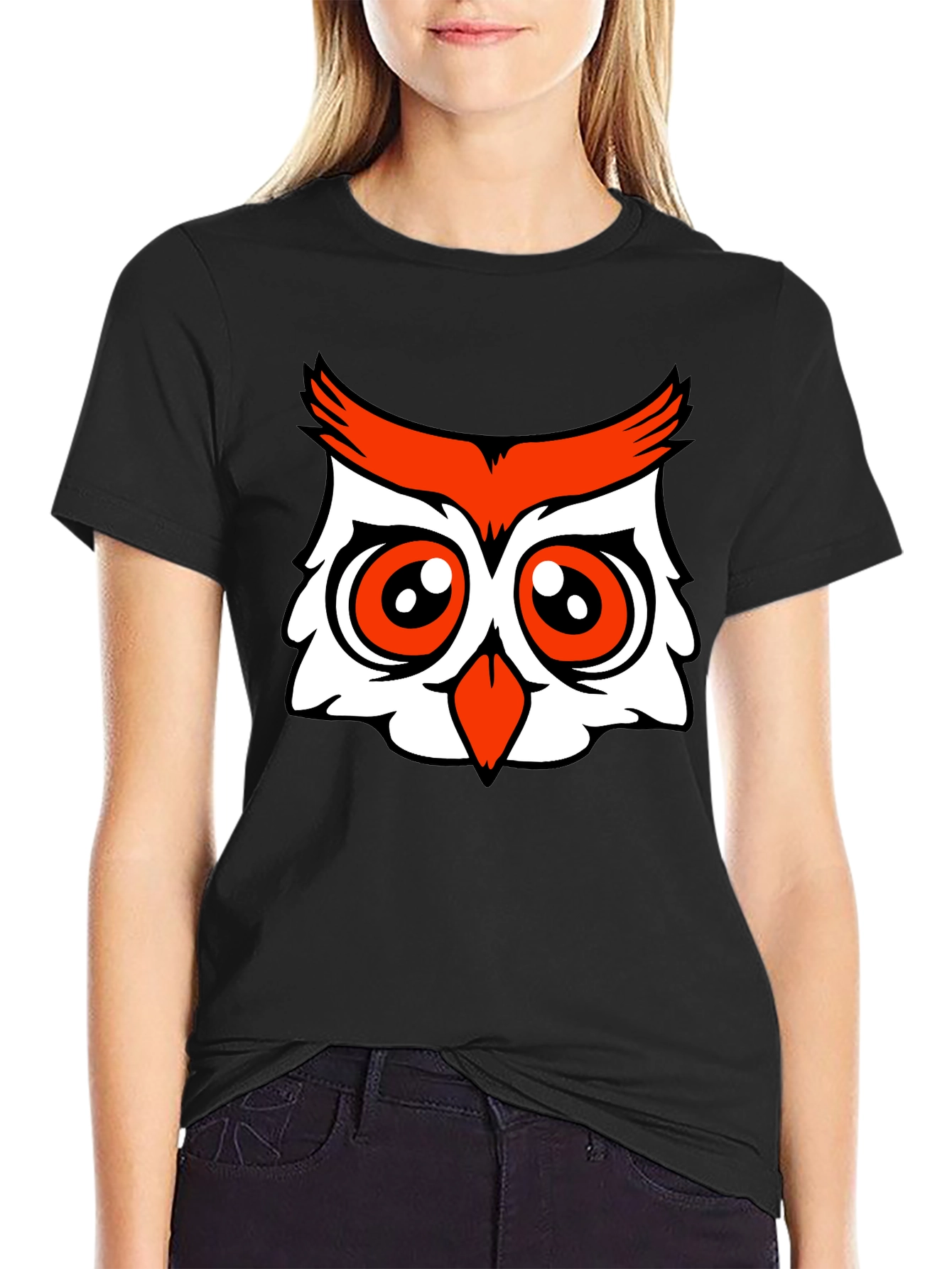 Owl Graphic Tee - Black Cotton Blend