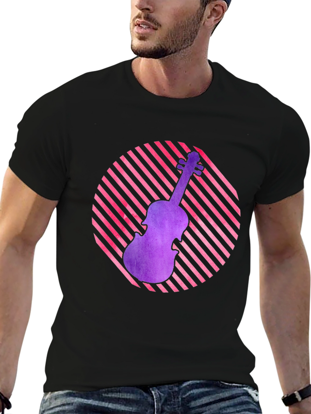 Violin Graphic Tee - Retro Music Lover Shirt