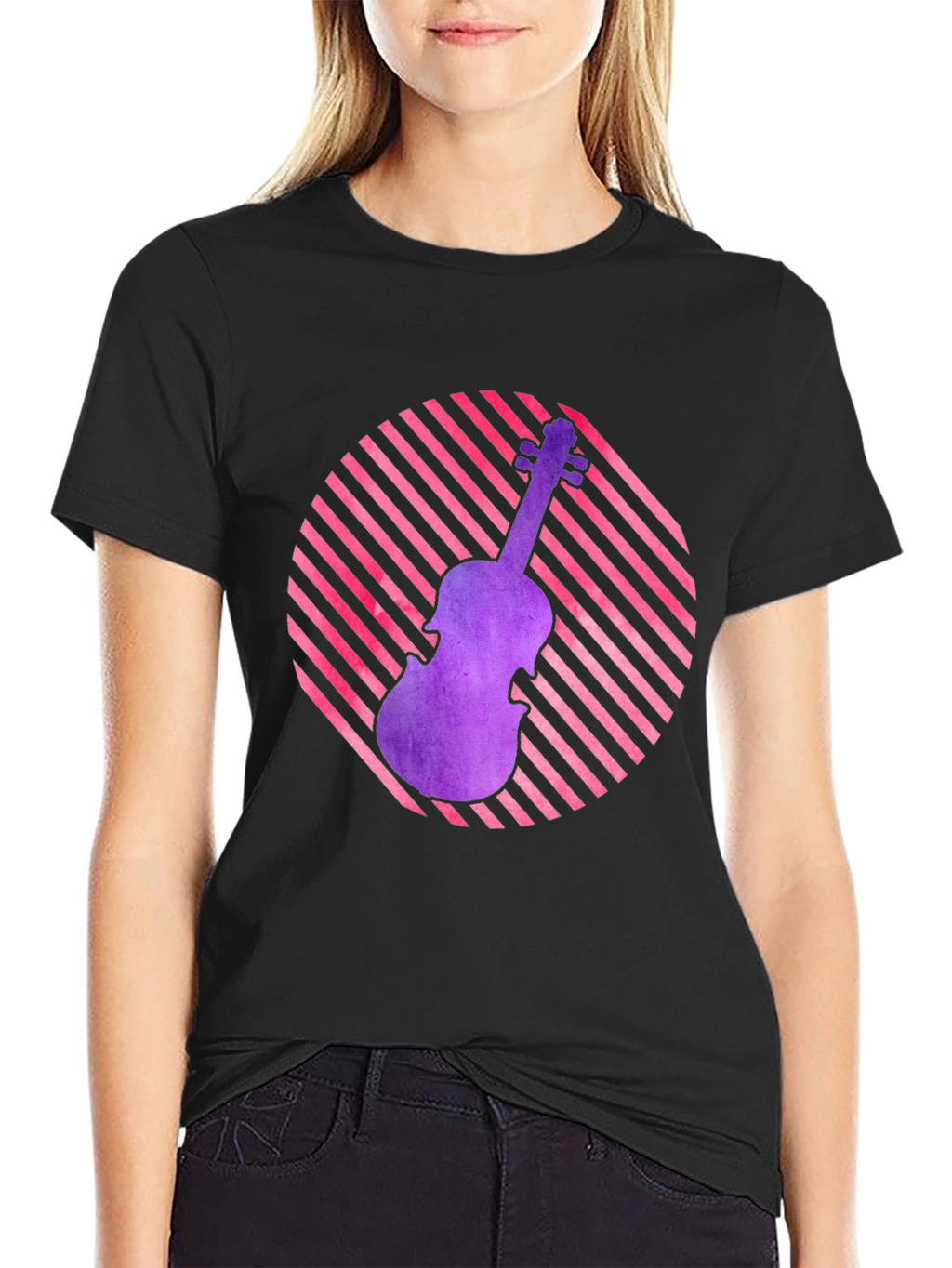 Violin Graphic Tee - Retro Music Lover Shirt