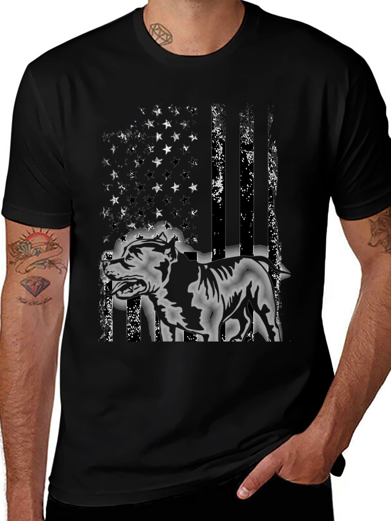 American Pitbull Distressed Flag T-Shirt