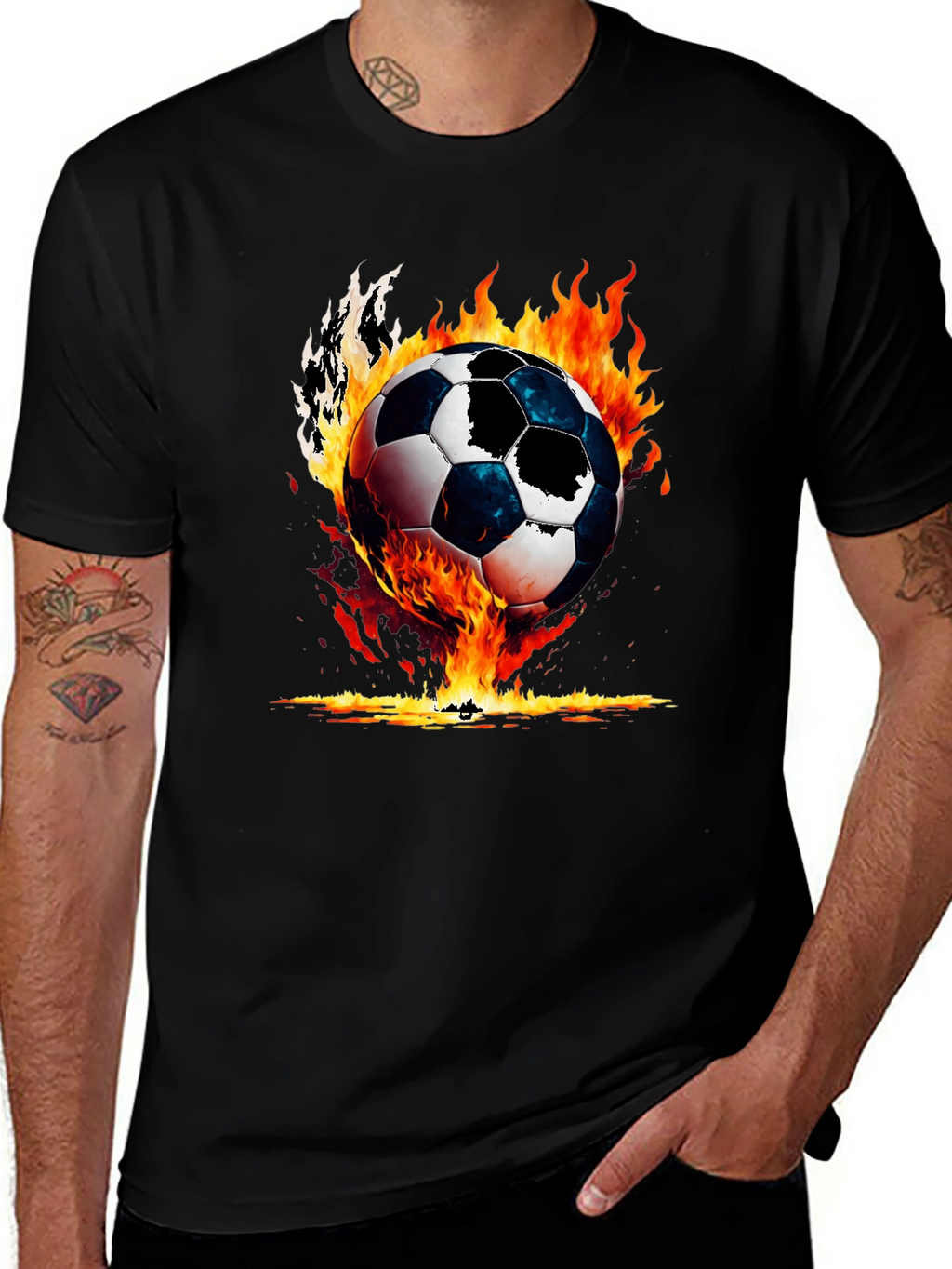Fiery Soccer Ball Graphic Tee