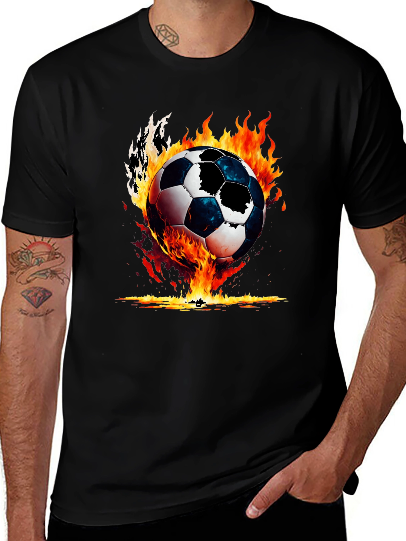 Fiery Soccer Ball Graphic Tee