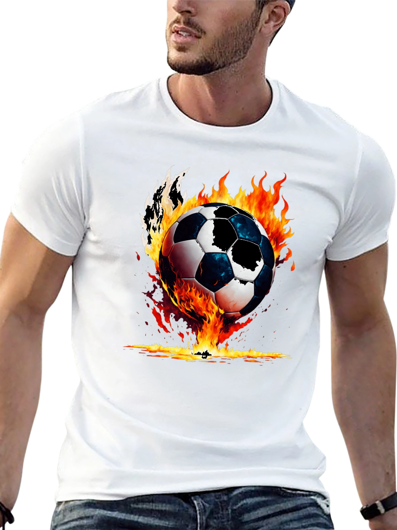 Fiery Soccer Ball Graphic Tee