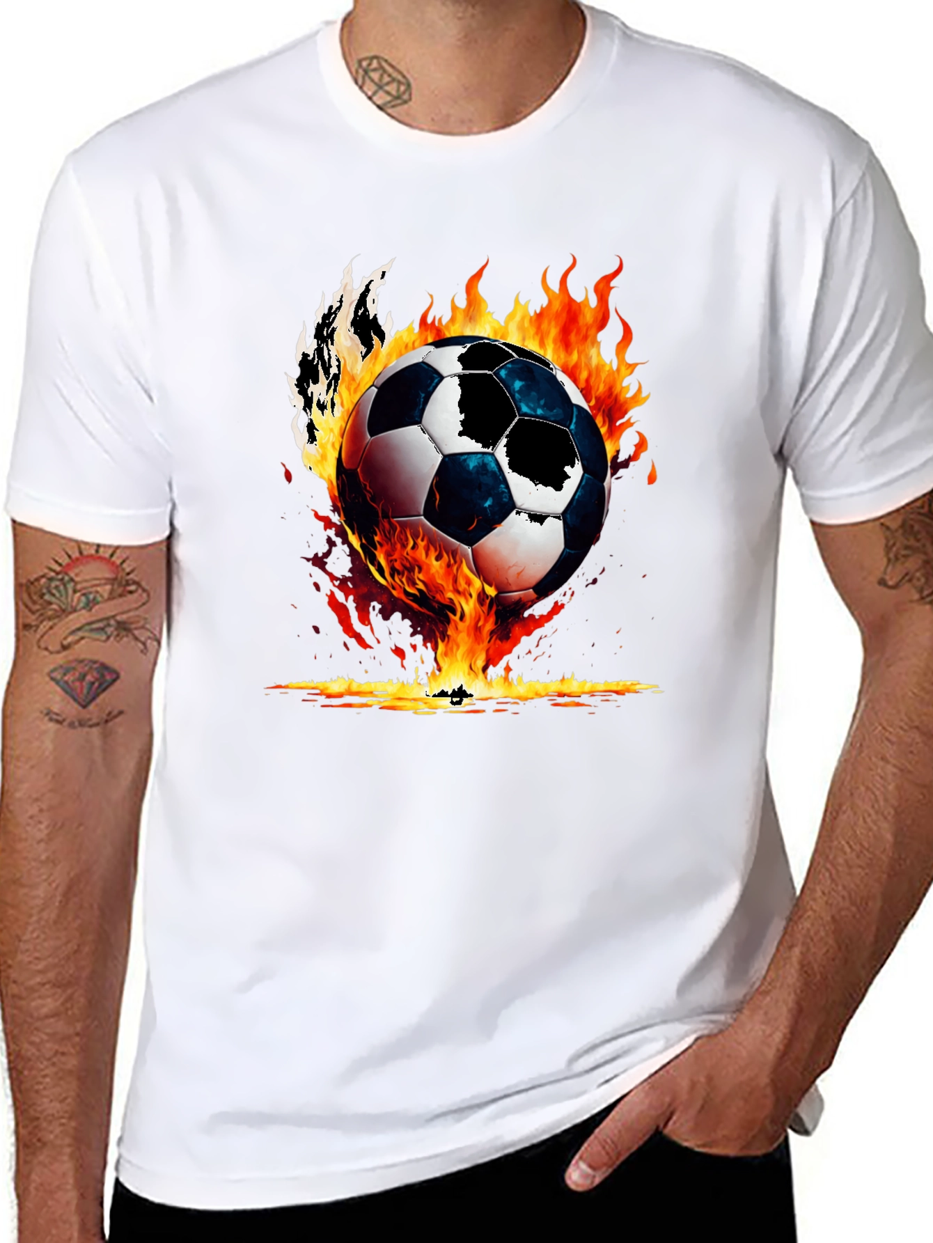 Fiery Soccer Ball Graphic Tee