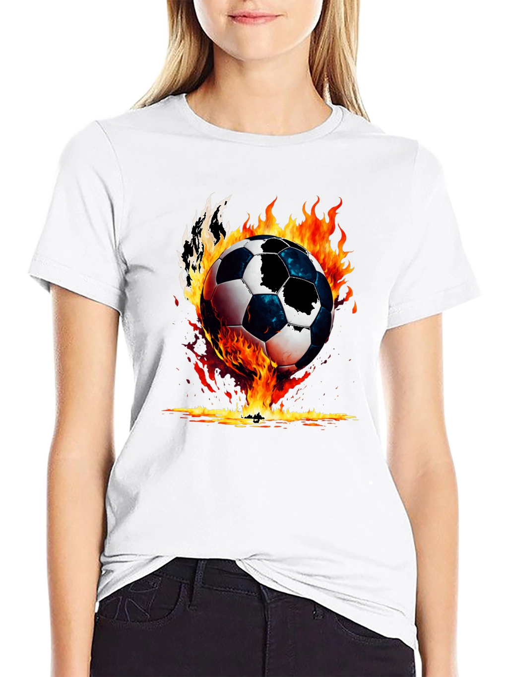 Fiery Soccer Ball Graphic Tee