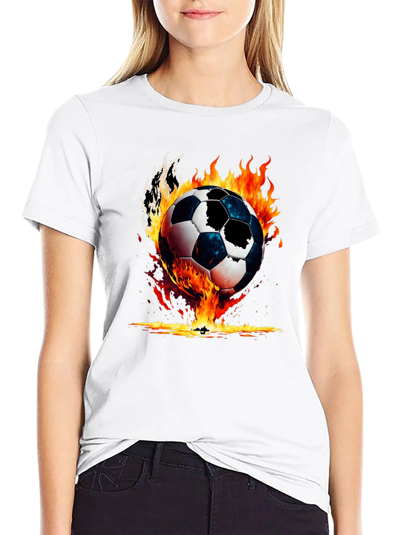 Fiery Soccer Ball Graphic Tee