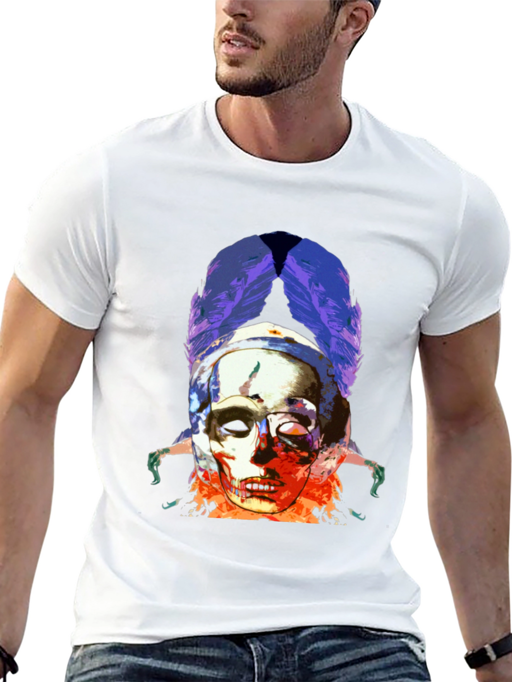 Skull & Feathers Graphic Black T-Shirt