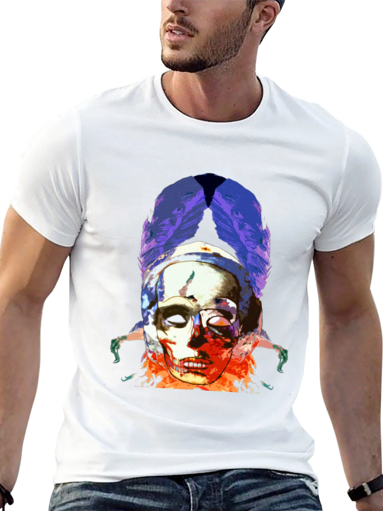 Skull & Feathers Graphic Black T-Shirt