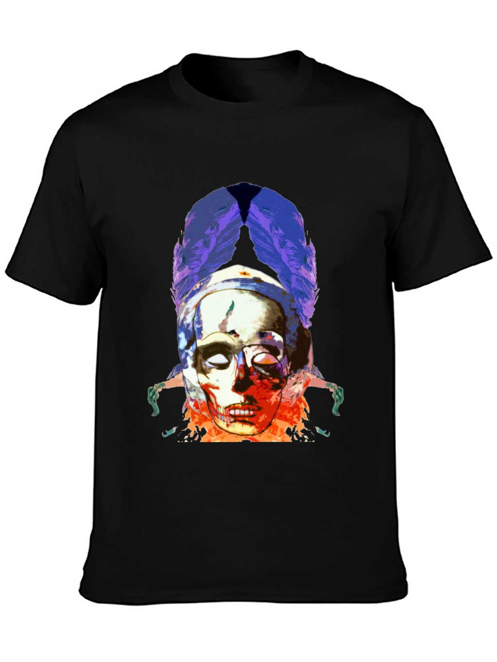 Skull & Feathers Graphic Black T-Shirt
