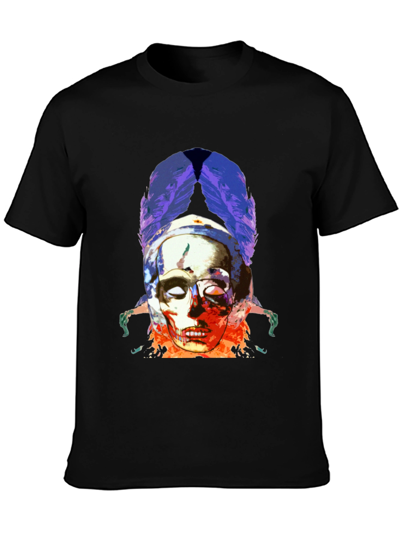 Skull & Feathers Graphic Black T-Shirt
