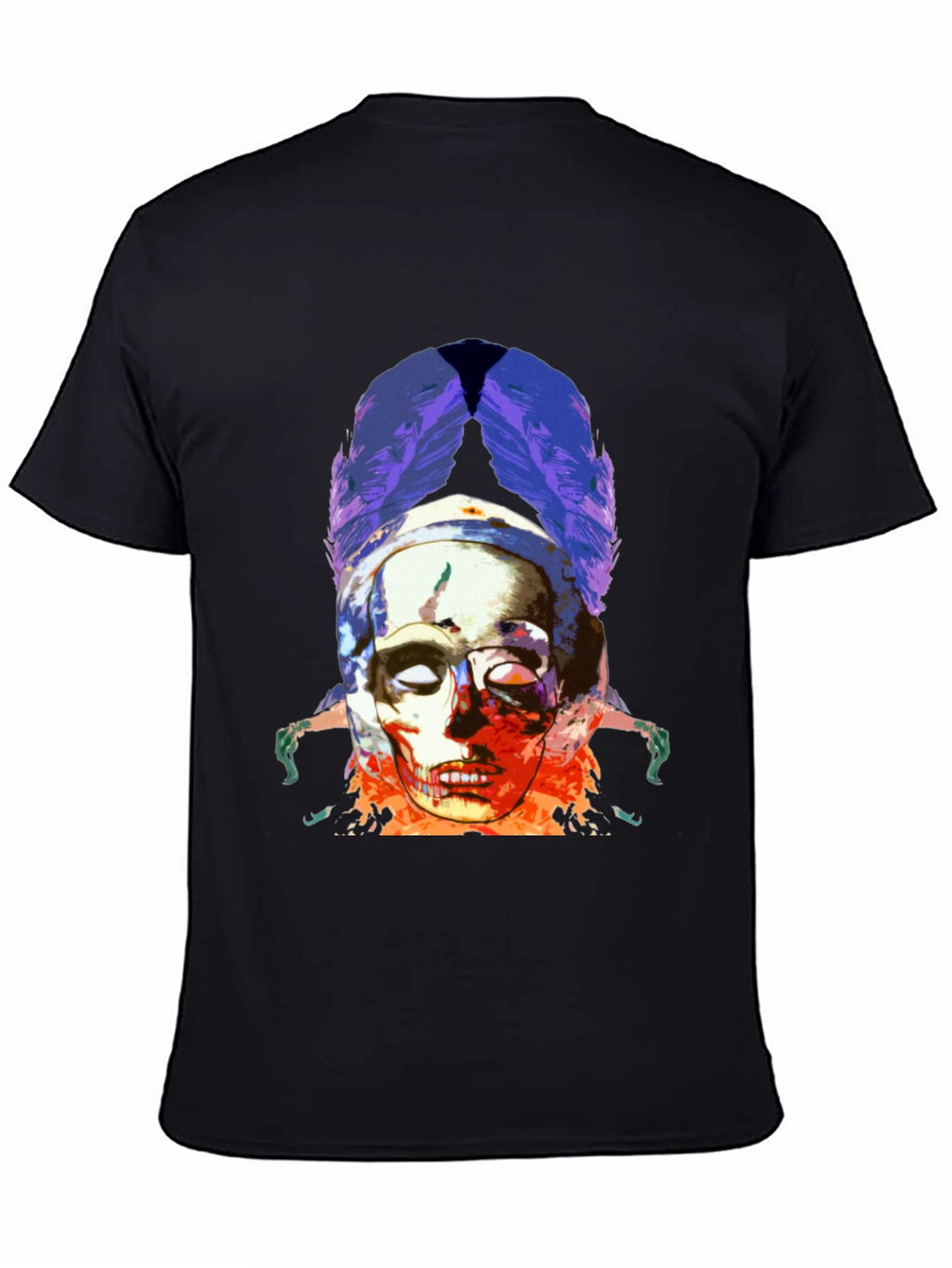 Skull & Feathers Graphic Black T-Shirt