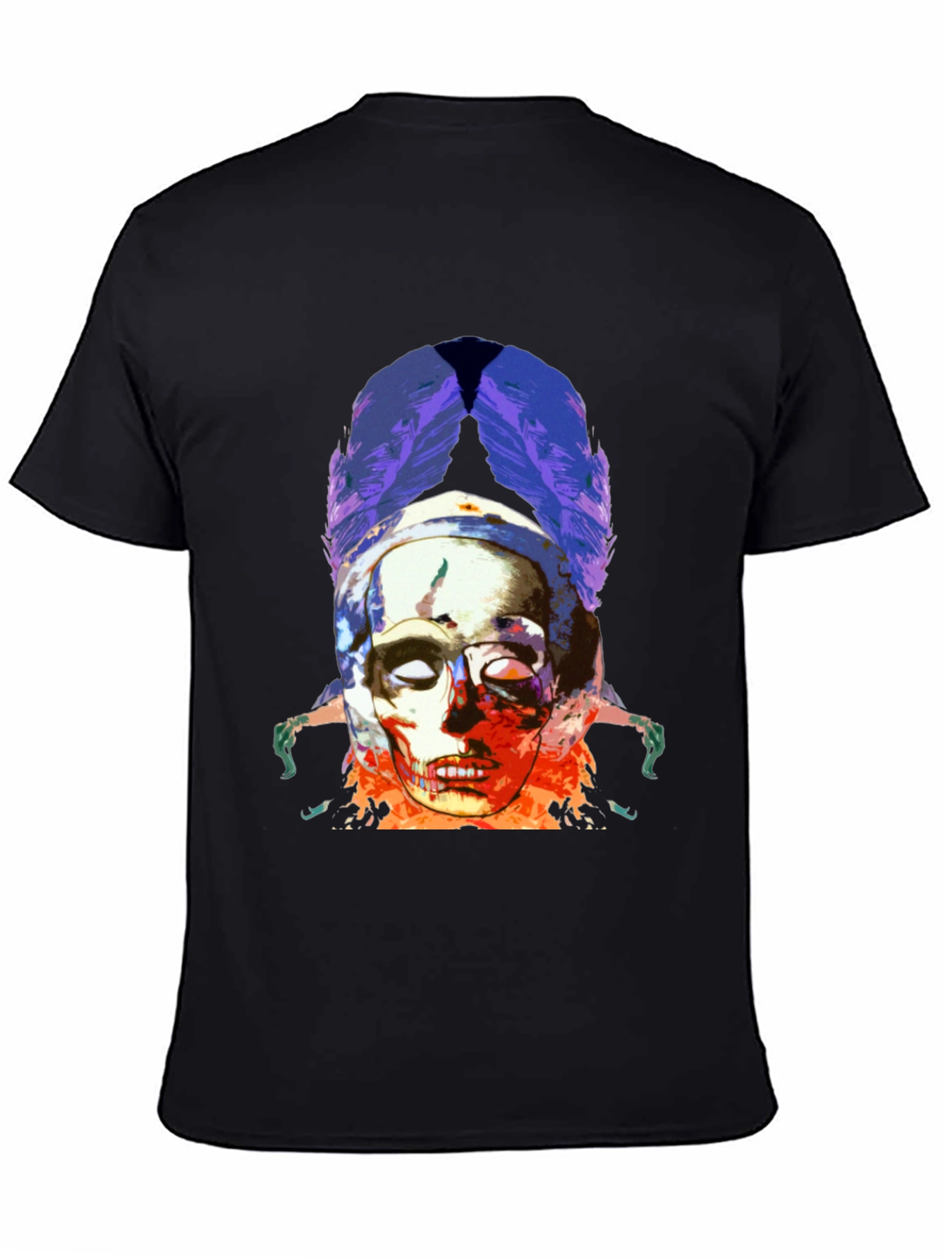 Skull & Feathers Graphic Black T-Shirt