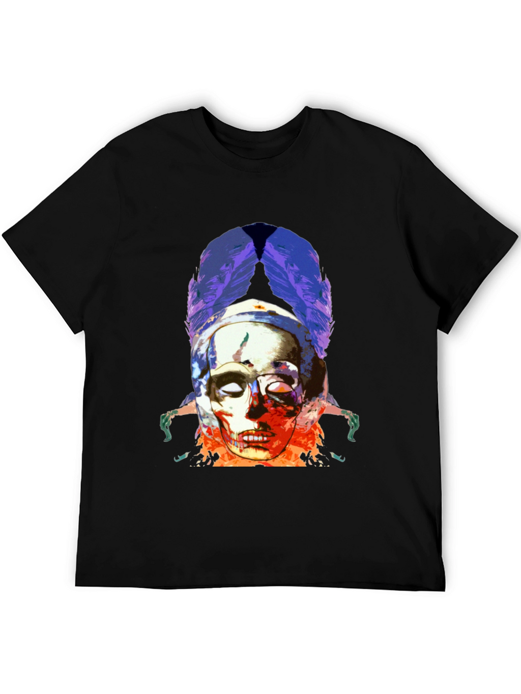 Skull & Feathers Graphic Black T-Shirt