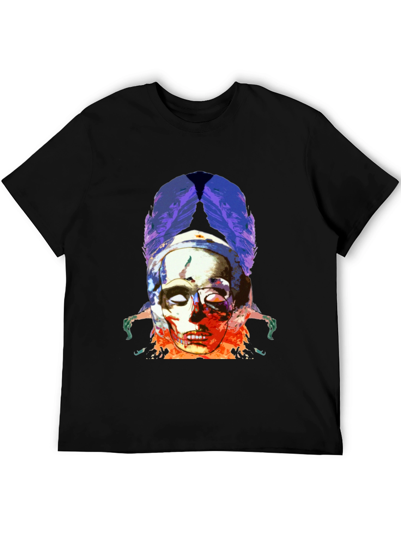 Skull & Feathers Graphic Black T-Shirt