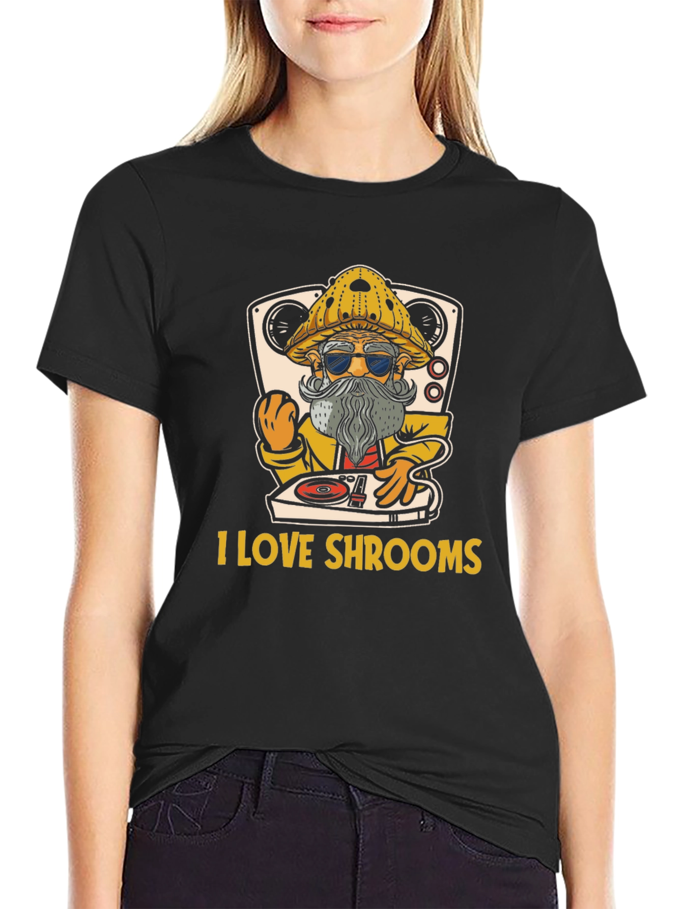 I Love Shrooms T-Shirt - DJ Mushroom Graphic Tee