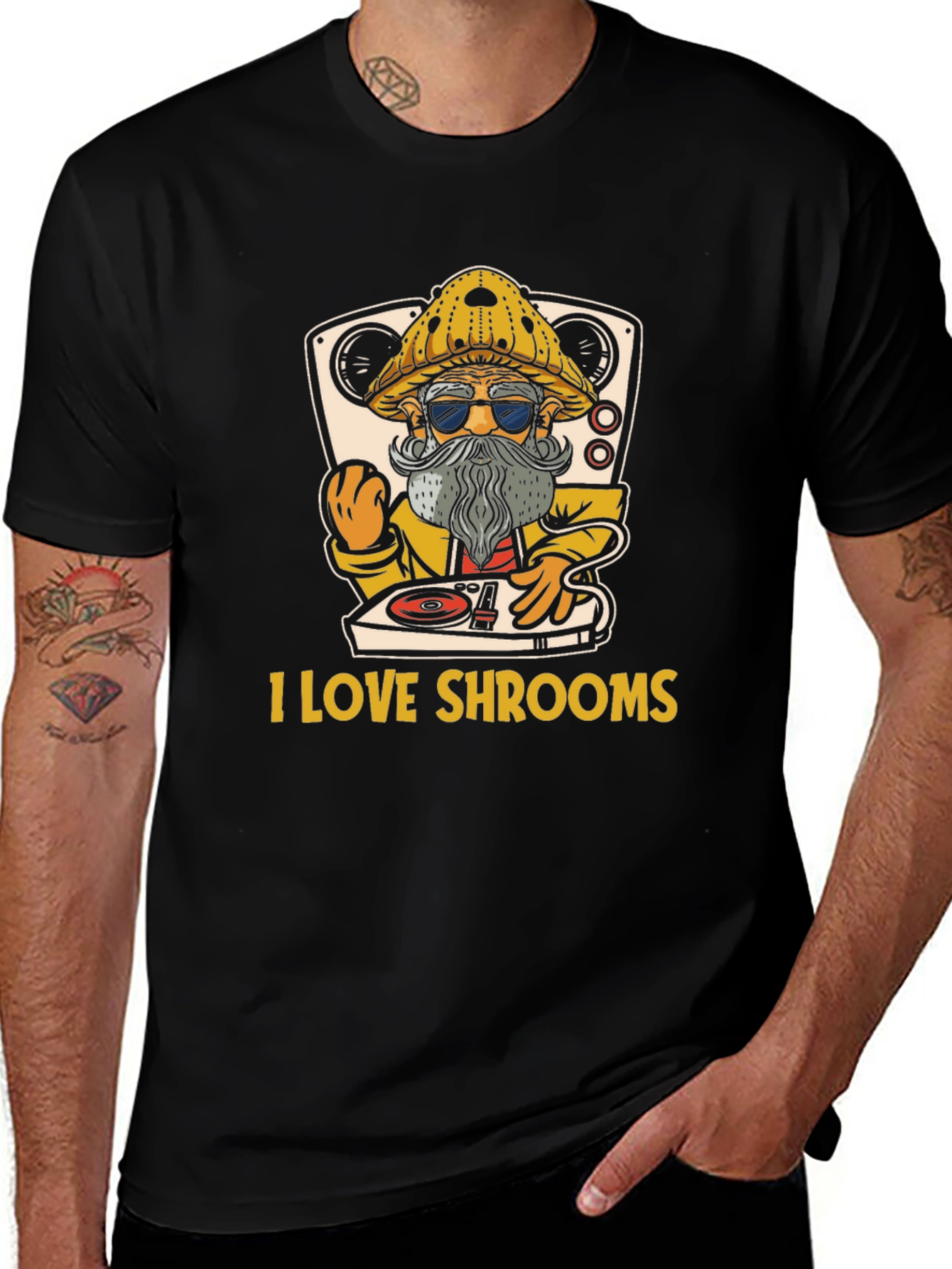 I Love Shrooms T-Shirt - DJ Mushroom Graphic Tee