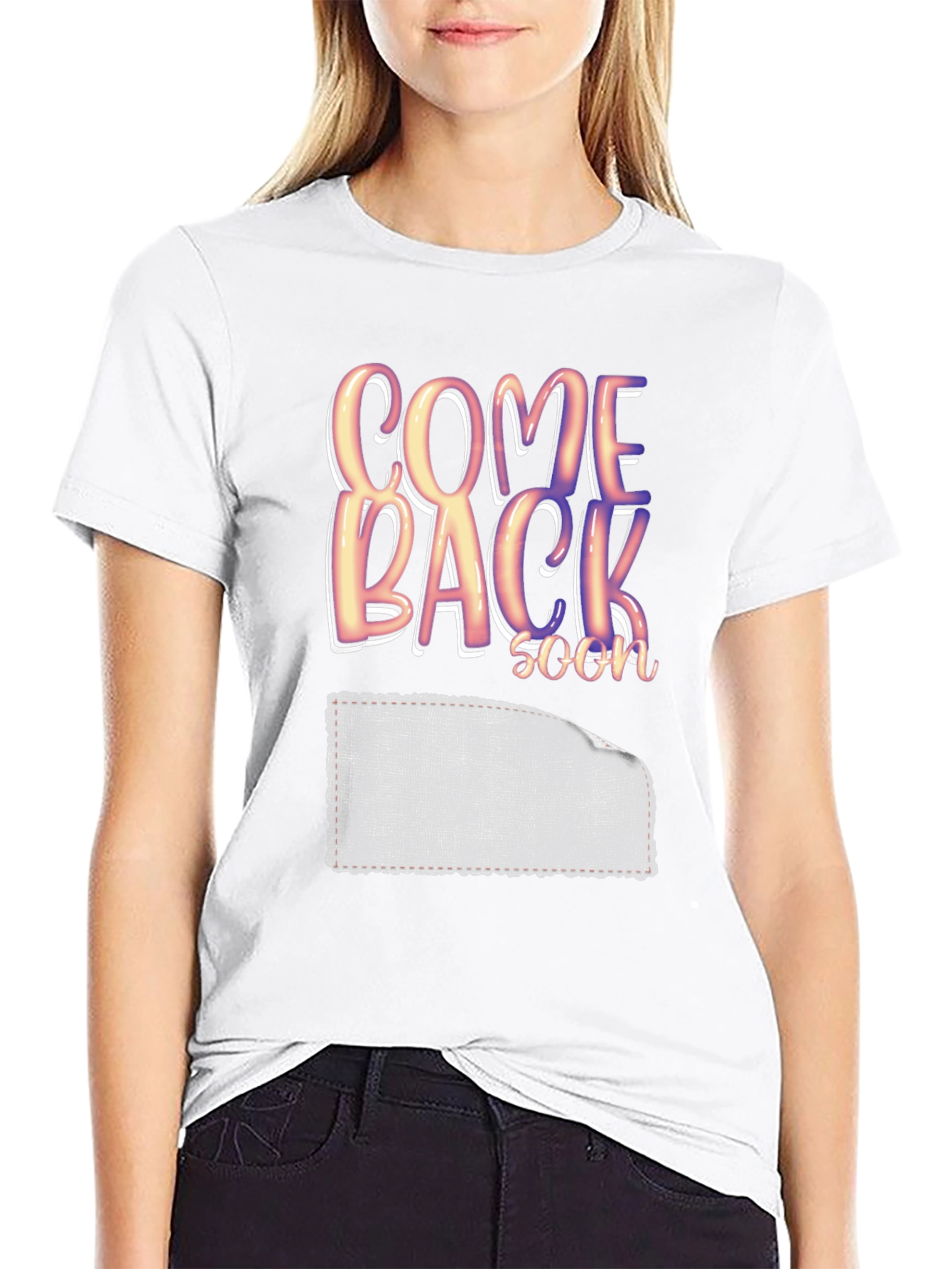 Come Back Soon Graphic Print Black T-Shirt