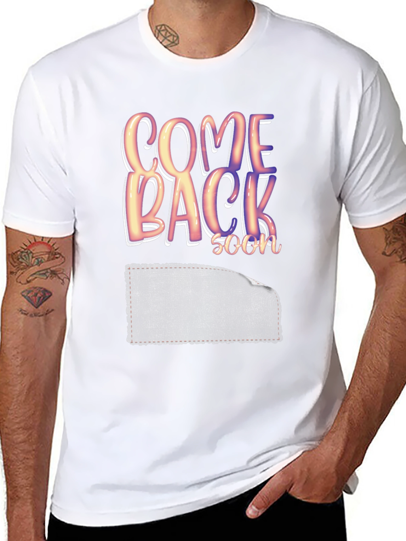Come Back Soon Graphic Print Black T-Shirt