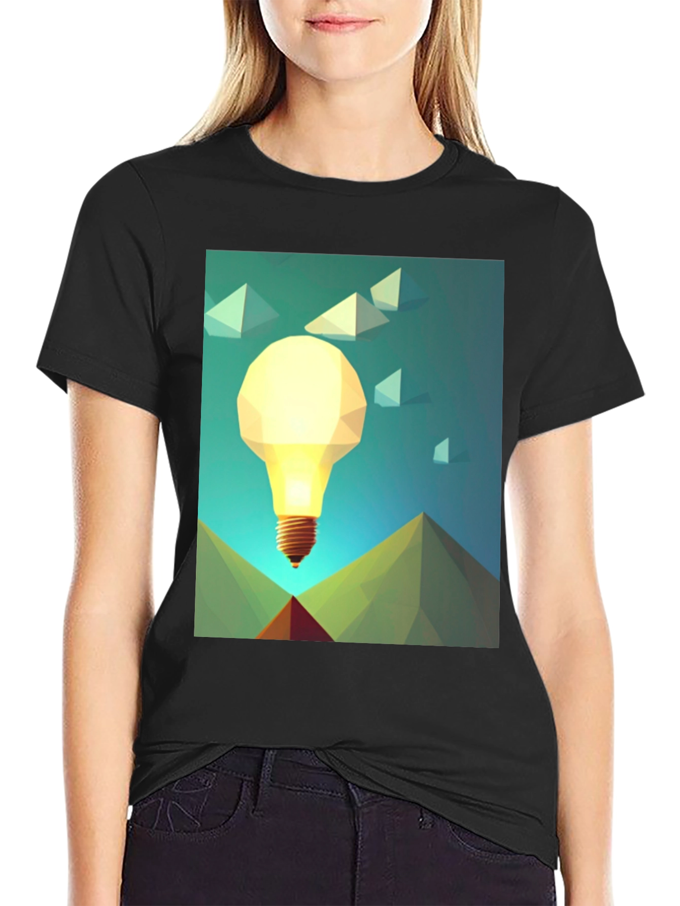 Geometric Lightbulb Graphic Tee - Unique Design