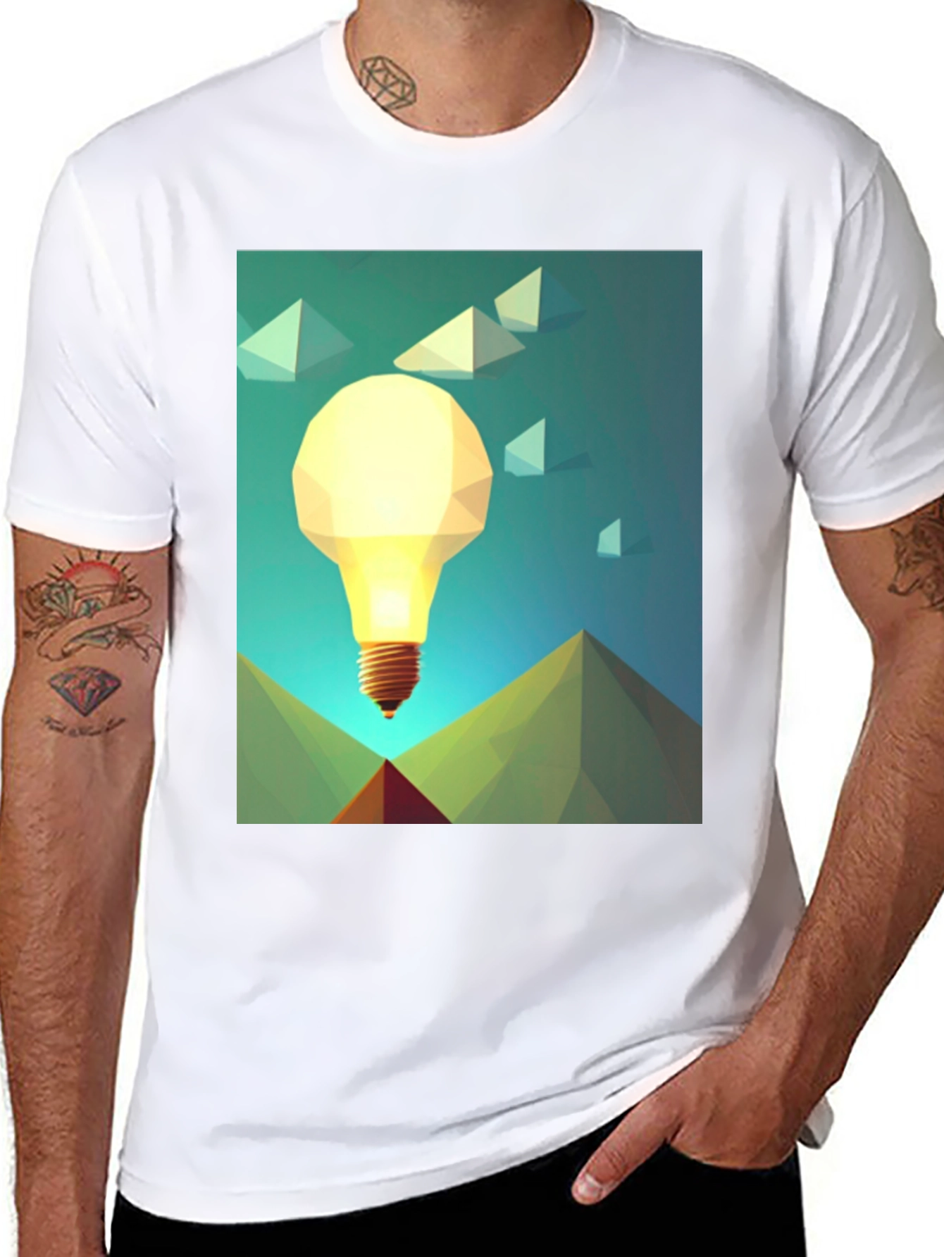 Geometric Lightbulb Graphic Tee - Unique Design
