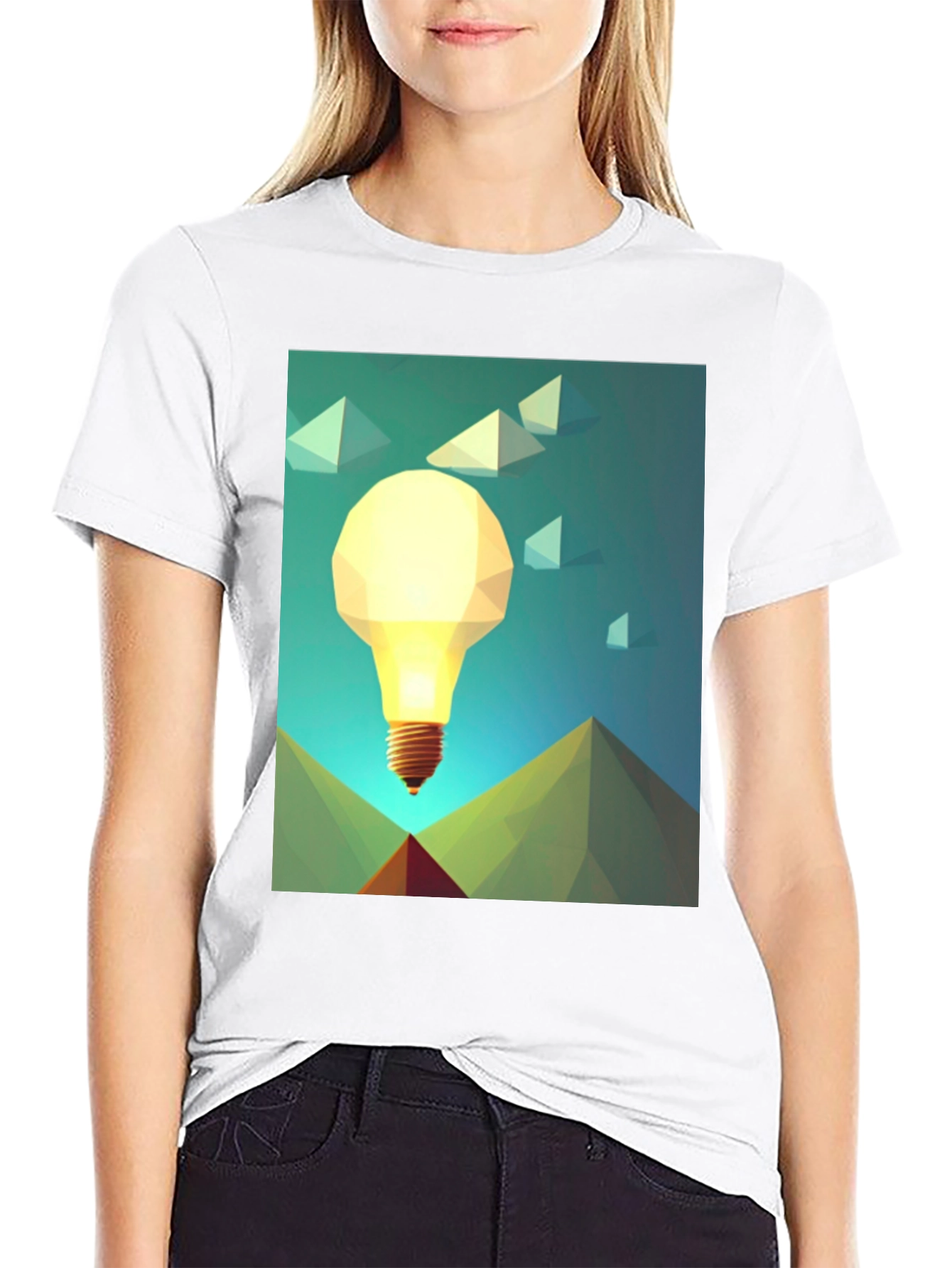 Geometric Lightbulb Graphic Tee - Unique Design