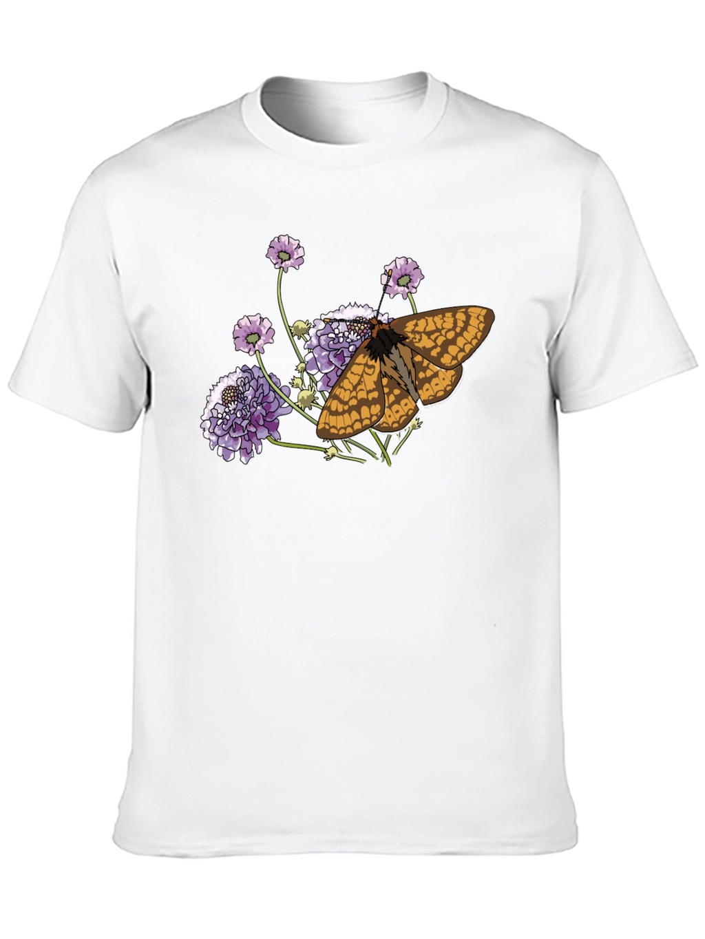 Butterfly and Flower Graphic Black T-Shirt