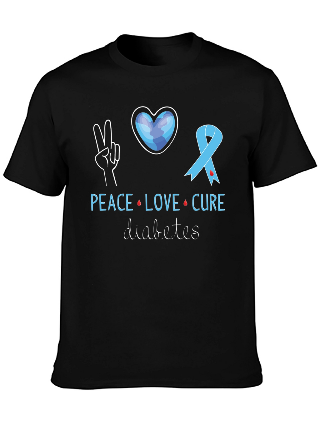 Peace Love Cure Diabetes Awareness T-Shirt